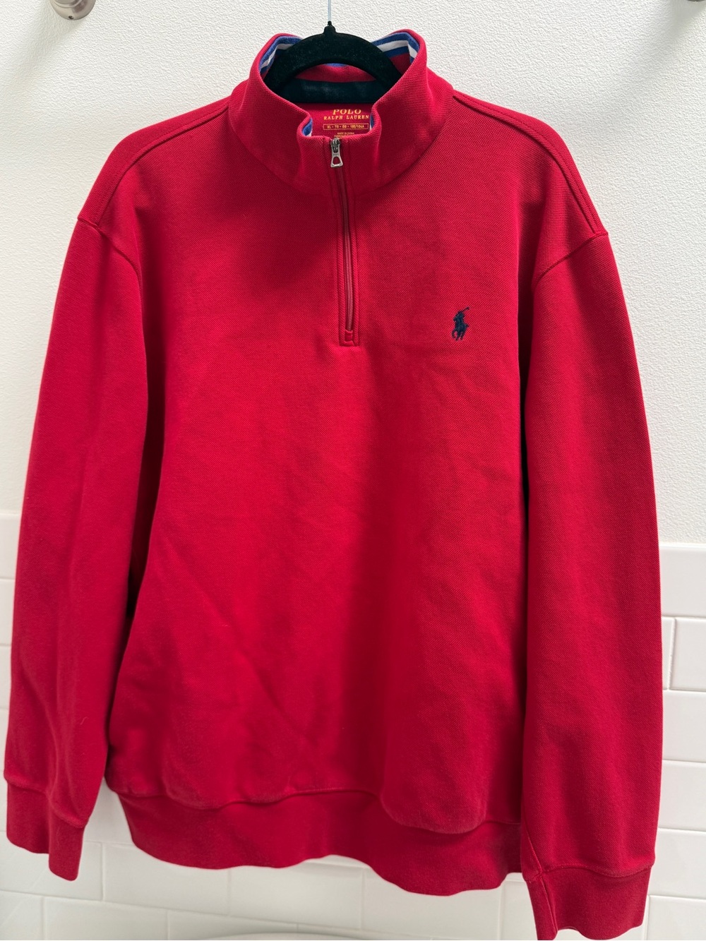Polo Ralph Lauren Red Quarter Zip Pullover Long Sleeve Shirt Mens Size XL